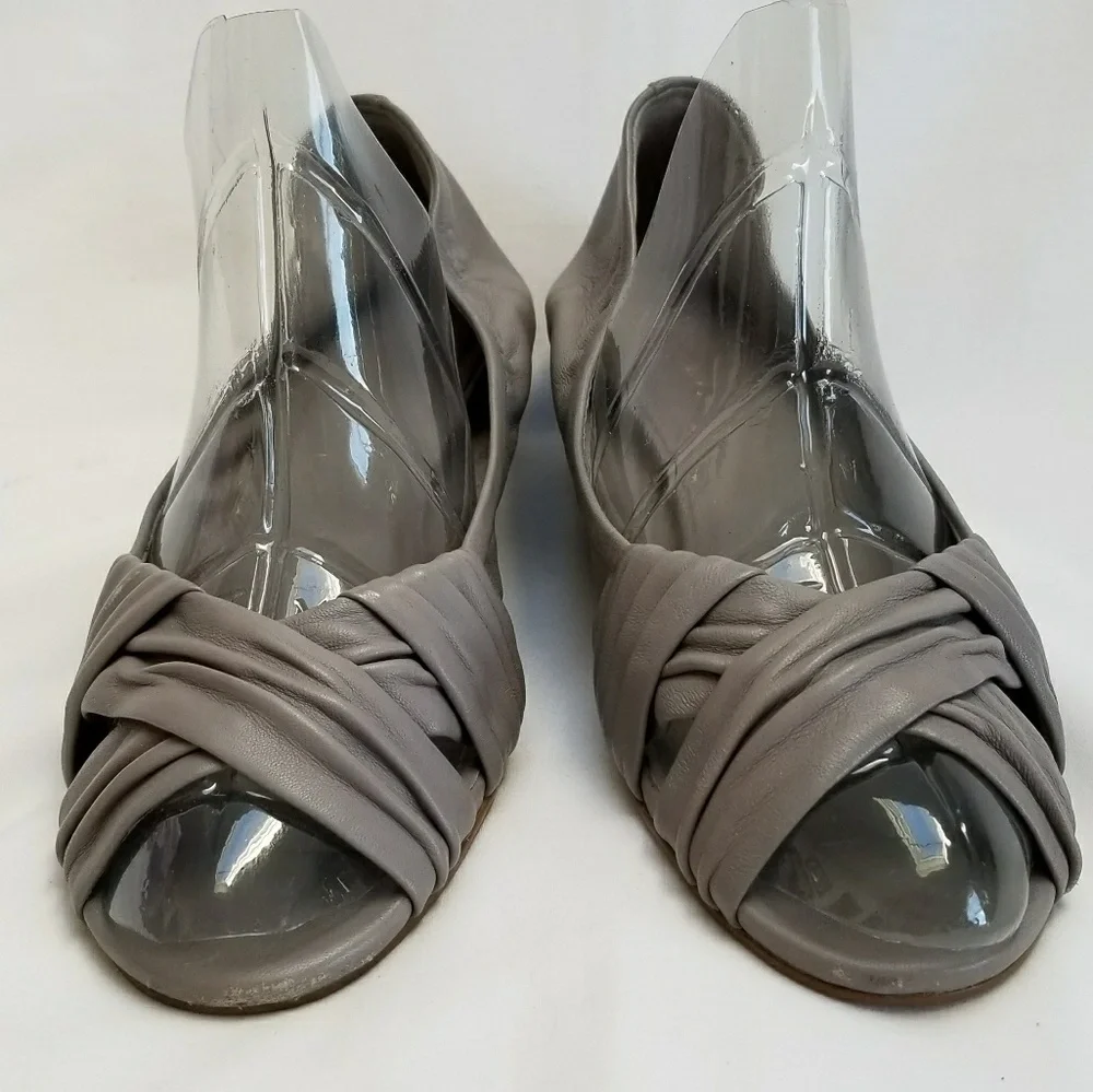 Cole Haan Nike Air Wedge Peep Toe Leather Shoes